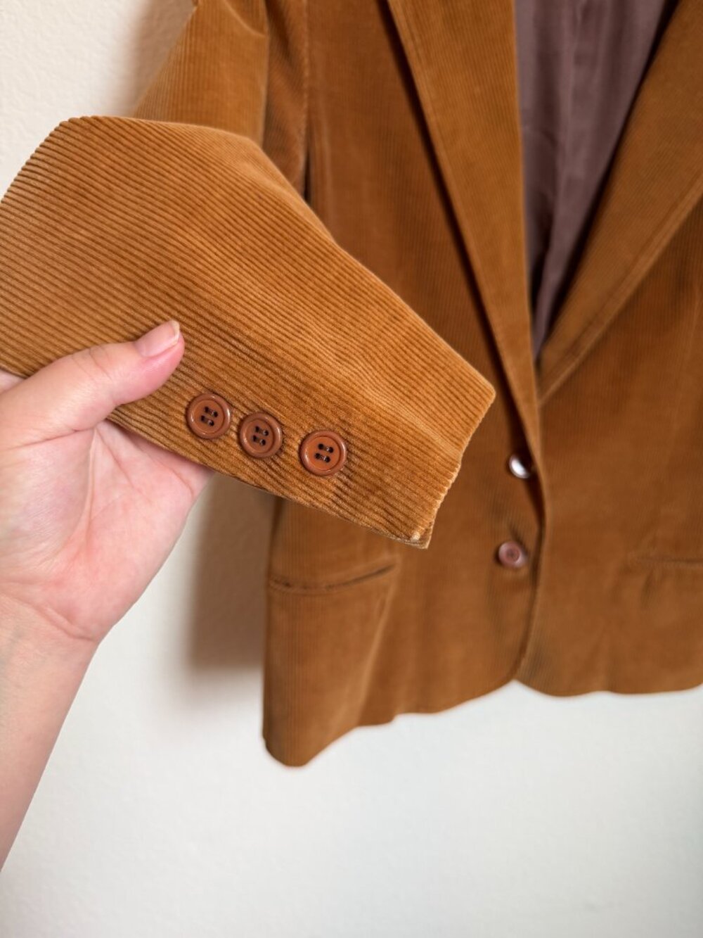 Vintage ABVIEN Camel Brown Corduroy Blazer Jacket Cotton Tailored Academia - Picture 3 of 8